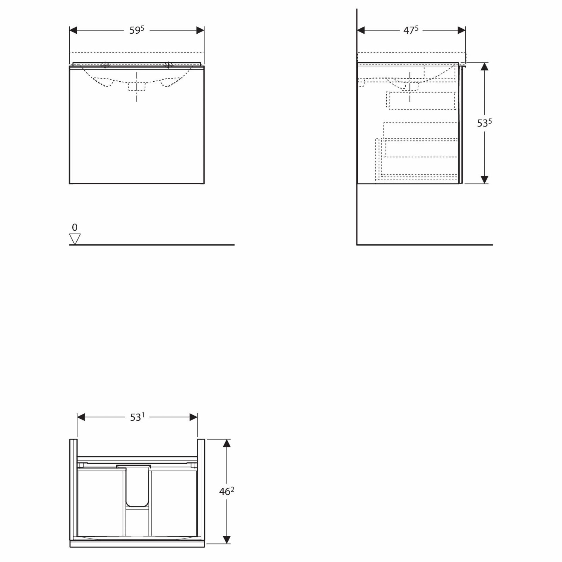 Тумба под раковину 60 см Geberit Acanto 500.609.JK.2 - фото Geberit (Геберит) Shop