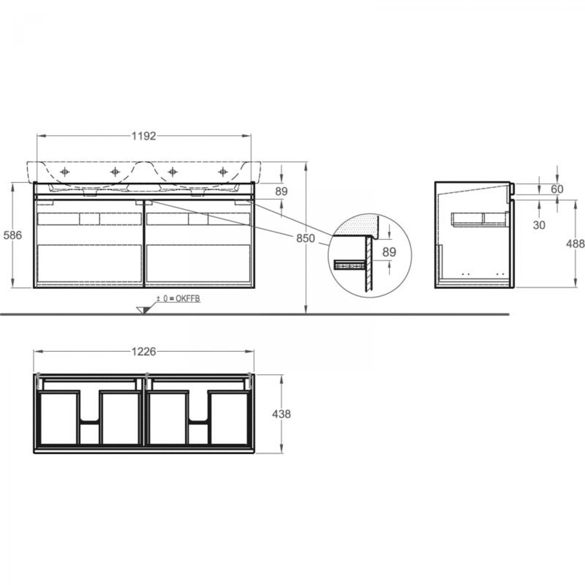 Тумба под двойную раковину 120 см Geberit Renova Nr.1 Plan 869130000 - фото Geberit (Геберит) Shop