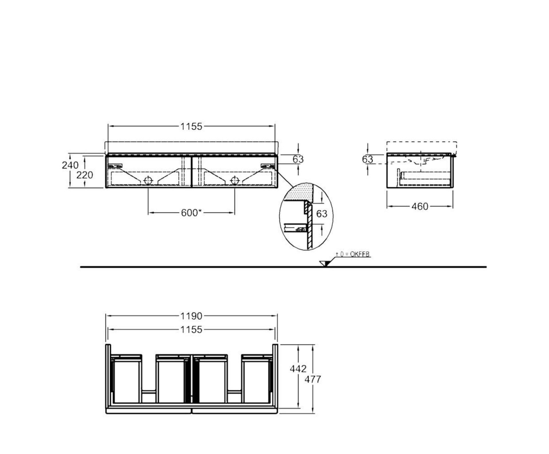 Тумба под двойную раковину 120 см Geberit iCon 840222000 - фото Geberit (Геберит) Shop