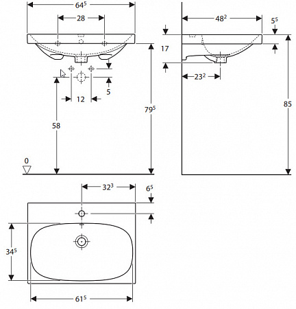 Раковина 65 см Keramag Acanto 500.621.01.8 - фото Geberit (Геберит) Shop