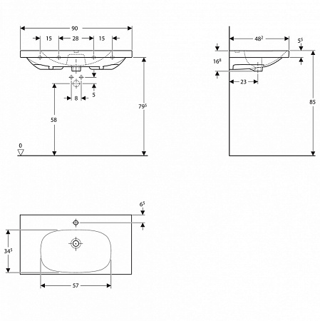 Раковина 90 см Keramag Acanto 500.623.01.8 - фото Geberit (Геберит) Shop