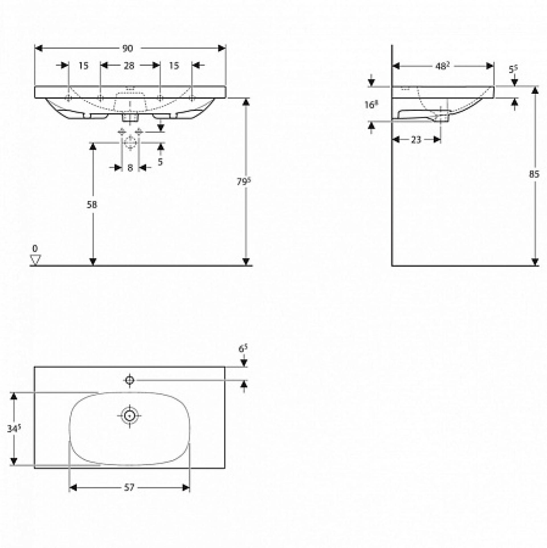 Раковина 90 см Keramag Acanto 500.623.01.8 - фото Geberit (Геберит) Shop