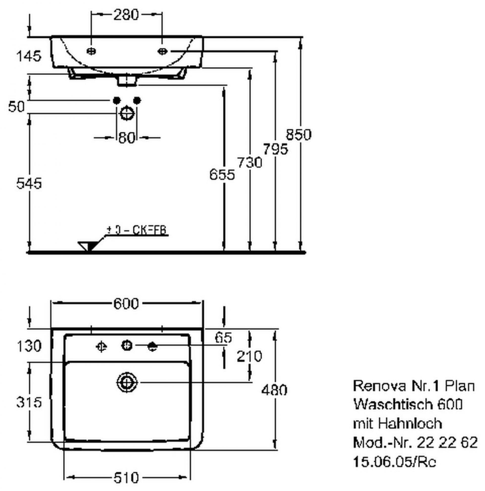 Раковина 60 см Keramag Renova Nr. 1 Plan 222262000 - фото Geberit (Геберит) Shop