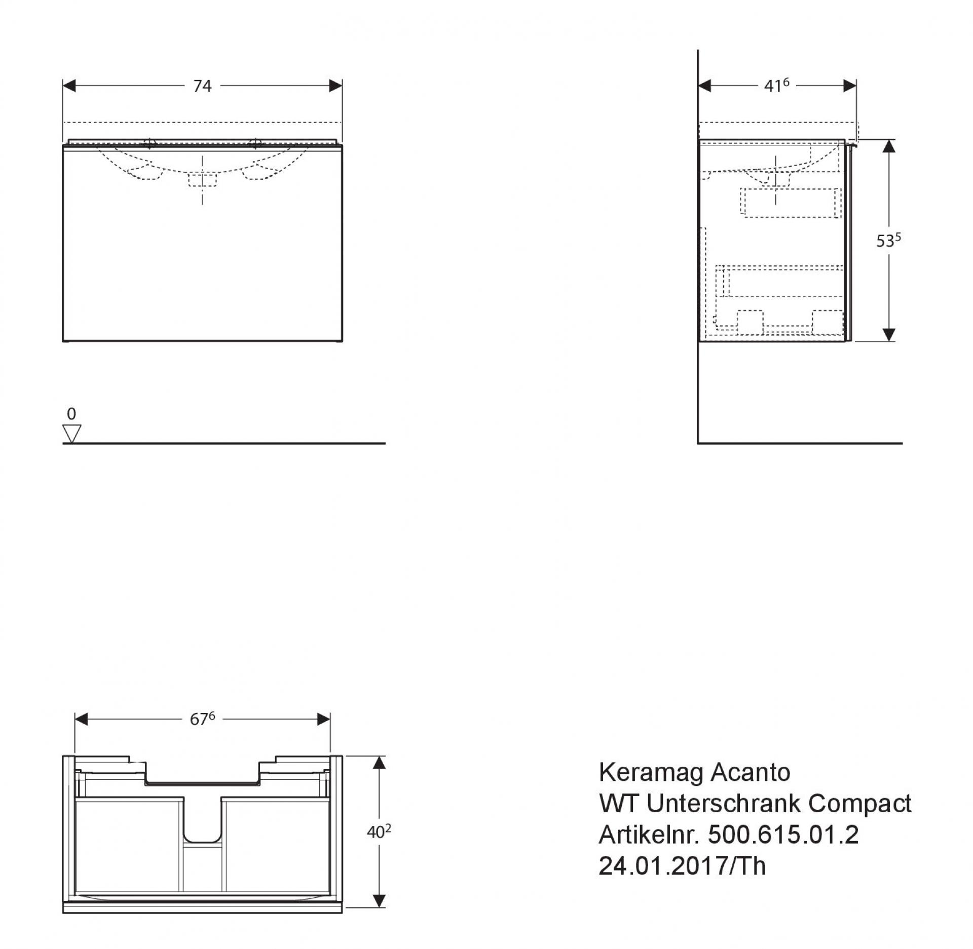 Тумба под раковину 75 см Geberit Acanto 500.615.JK.2 - фото Geberit (Геберит) Shop