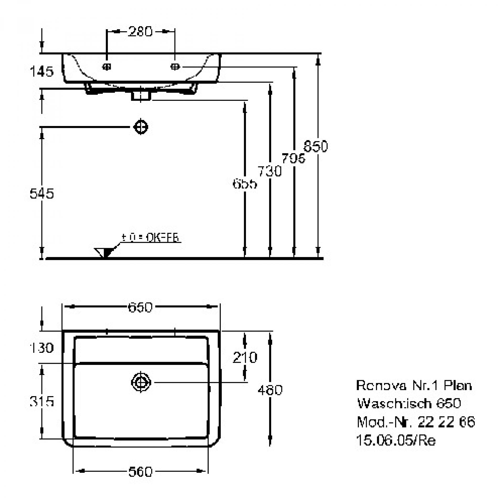 Раковина 65 см Keramag Renova Nr. 1 Plan 222266000 - фото Geberit (Геберит) Shop