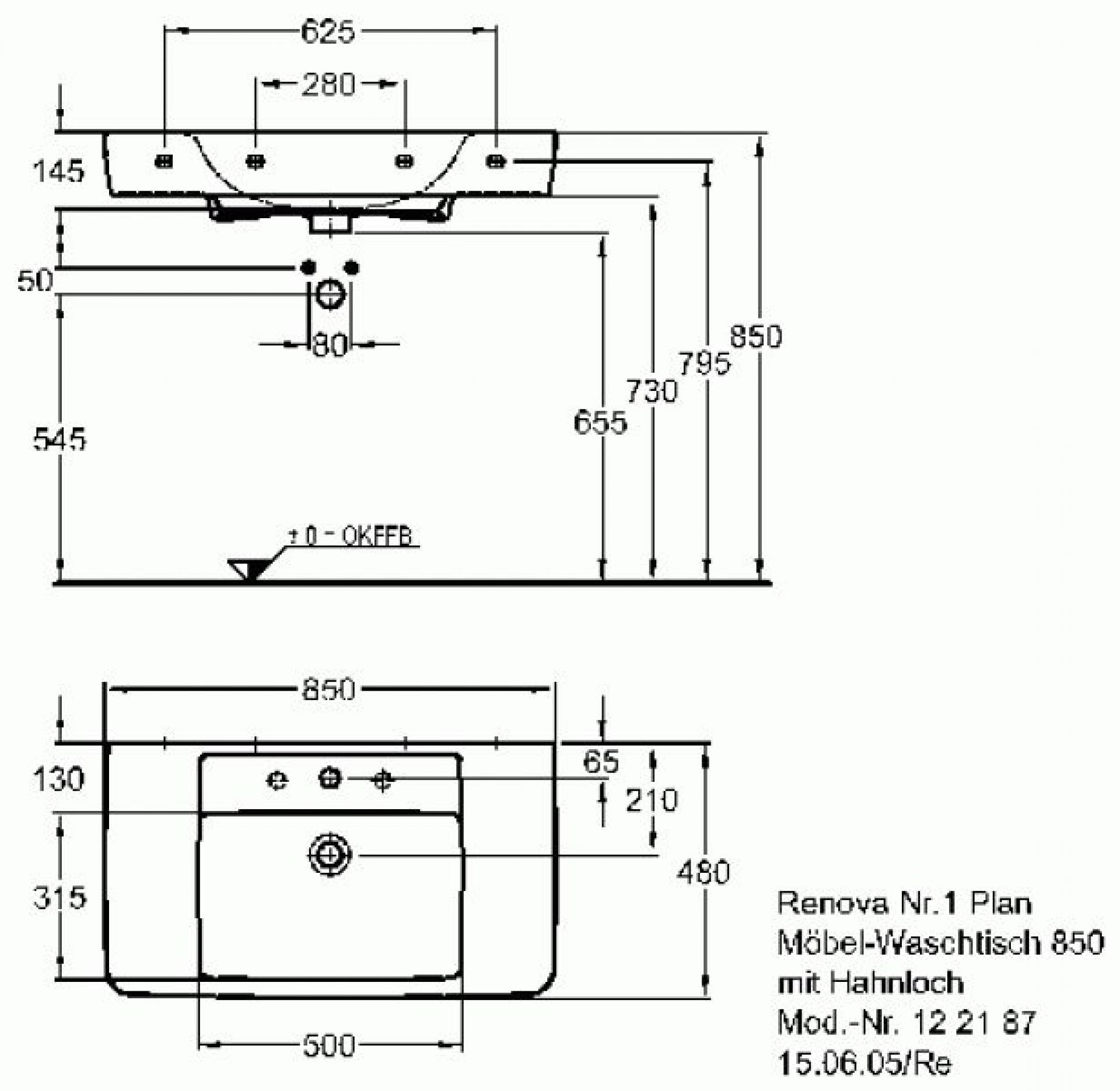 Раковина 85 см Keramag Renova Nr. 1 Plan 122187000 - фото Geberit (Геберит) Shop