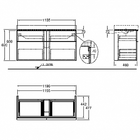 Тумба под раковину 120 см Geberit iCon 840422000 - фото Geberit (Геберит) Shop