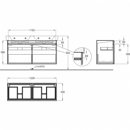 Тумба под двойную раковину 120 см Geberit Renova Nr.1 Plan 869130000 - фото Geberit (Геберит) Shop