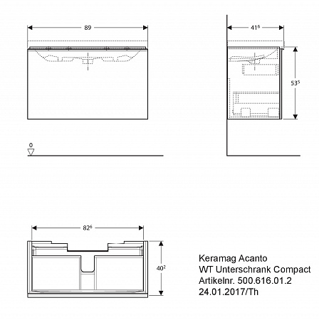 Тумба под раковину 90 см Geberit Acanto 500.616.01.2 - фото Geberit (Геберит) Shop