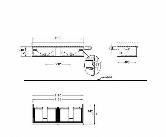 Тумба под двойную раковину 120 см Geberit iCon 840222000 - фото Geberit (Геберит) Shop