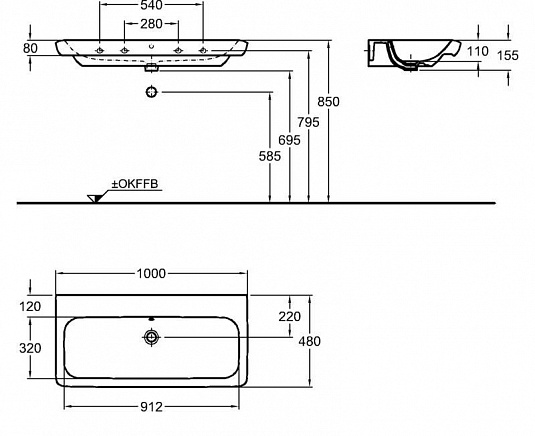 Раковина 100 см Keramag It! 121903000 - фото Geberit (Геберит) Shop