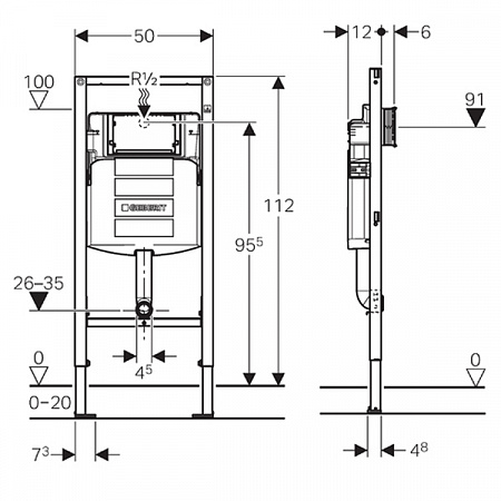 Инсталляция для напольного унитаза GEBERIT Duofix Sigma 111.915.00.5 - фото Geberit (Геберит) Shop