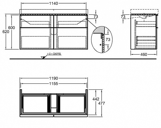 Тумба под раковину 120 см Geberit iCon 841422000 - фото Geberit (Геберит) Shop