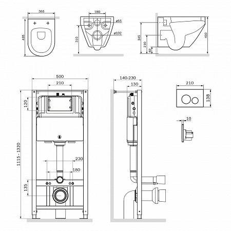 Комплект инсталляция с подвесным унитазом Am.Pm Spirit V2.0 FlashClean IS49051.701700 с сиденьем микролифт и клавишей - фото Geberit (Геберит) Shop