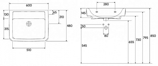 Раковина 60 см Keramag Renova Nr. 1 Plan 222263000 - фото Geberit (Геберит) Shop