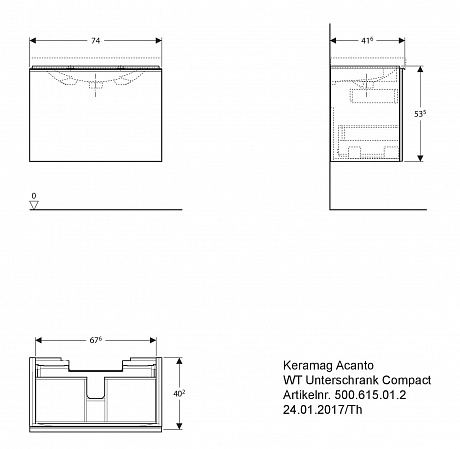 Тумба под раковину 75 см Geberit Acanto 500.615.JK.2 - фото Geberit (Геберит) Shop