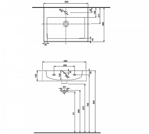 Раковина  60 см IFO Twins RP011160100 - фото Geberit (Геберит) Shop