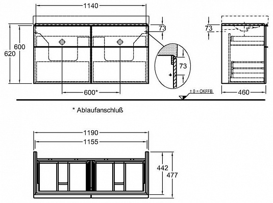 Тумба под двойную раковину 120 см Geberit iCon 841522000 - фото Geberit (Геберит) Shop