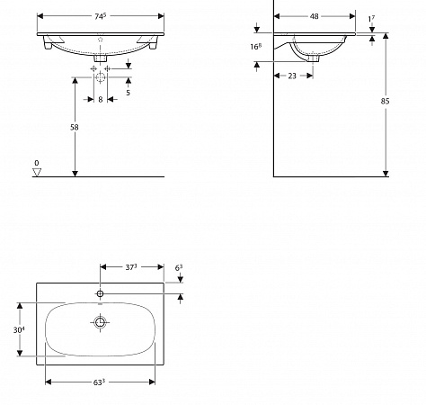 Раковина 75 см Keramag Acanto Slim 500.641.01.8 - фото Geberit (Геберит) Shop