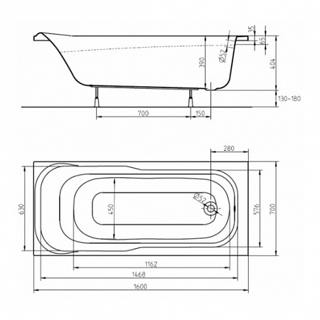 Ванна акриловая 160x70 IFO Boter  BR8401600 - фото Geberit (Геберит) Shop