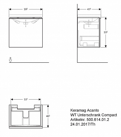 Тумба под раковину 60 см Geberit Acanto 500.614.JK.2 - фото Geberit (Геберит) Shop