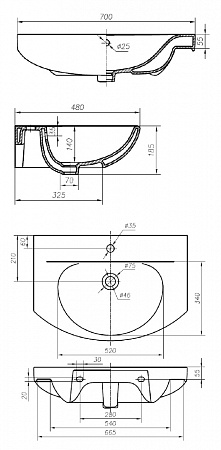 Раковина 70 см IFO Frisk RS020700000 - фото Geberit (Геберит) Shop