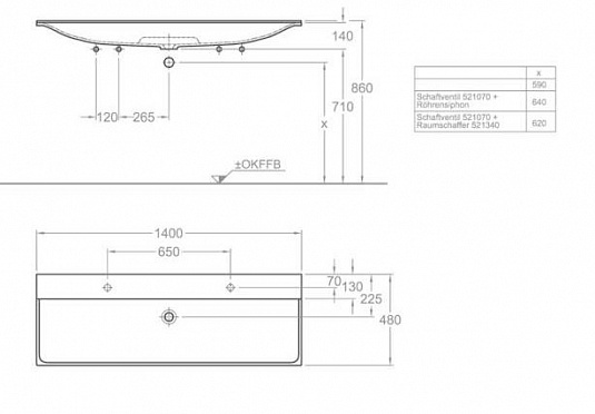 Раковина 140 см Geberit Xeno² 500.277.00.1 - фото Geberit (Геберит) Shop