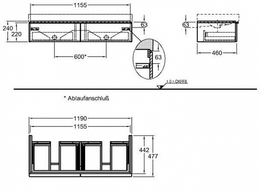 Тумба под двойную раковину 120 см Geberit iCon 841222000 - фото Geberit (Геберит) Shop